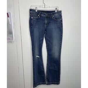 Silver Jeans Womens 29 Elyse Slim Bootcut Distressed Knee Low Rise Y2K Western